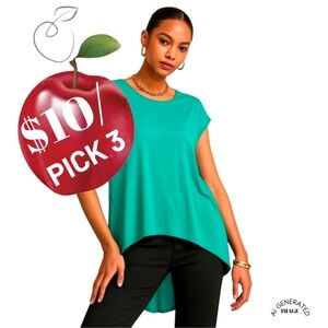 PLUS BY HS HI-LO TUNIC TEAL SZ 2X